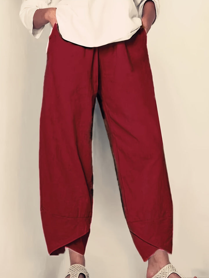 Anna - Asymmetric Hem Cropped Trousers