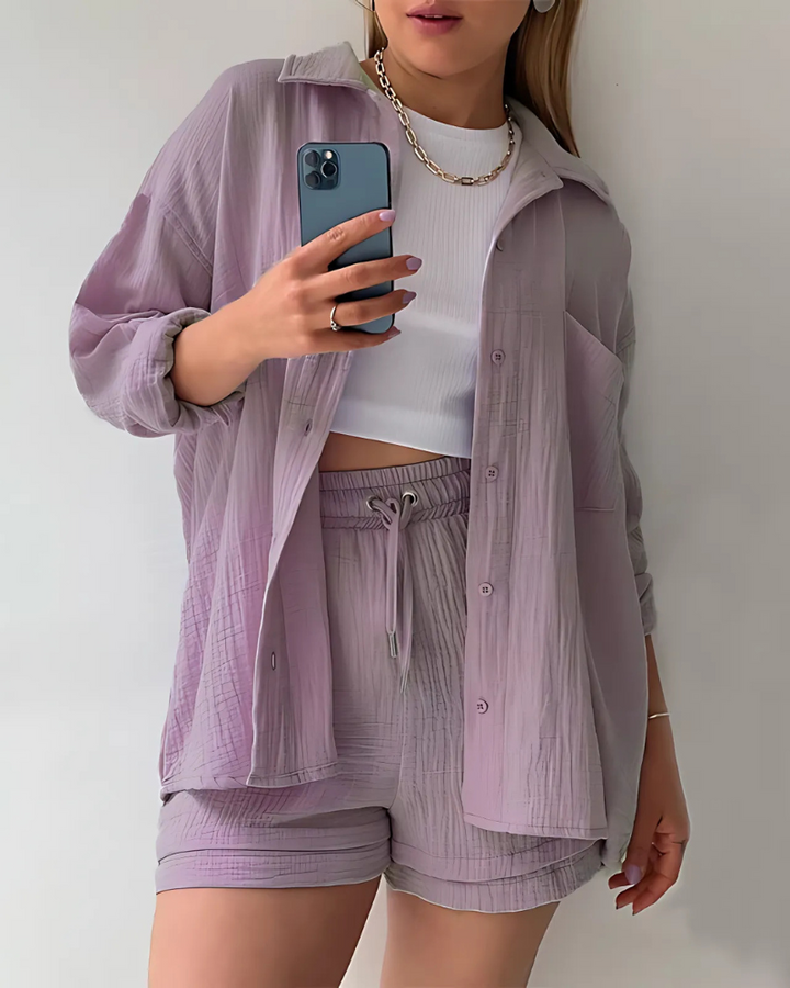 Sienna -  Button-Up Shorts Set