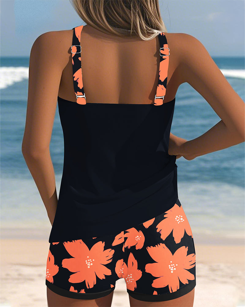 Margaret - U-Neck Sleeveless Printed Tankini