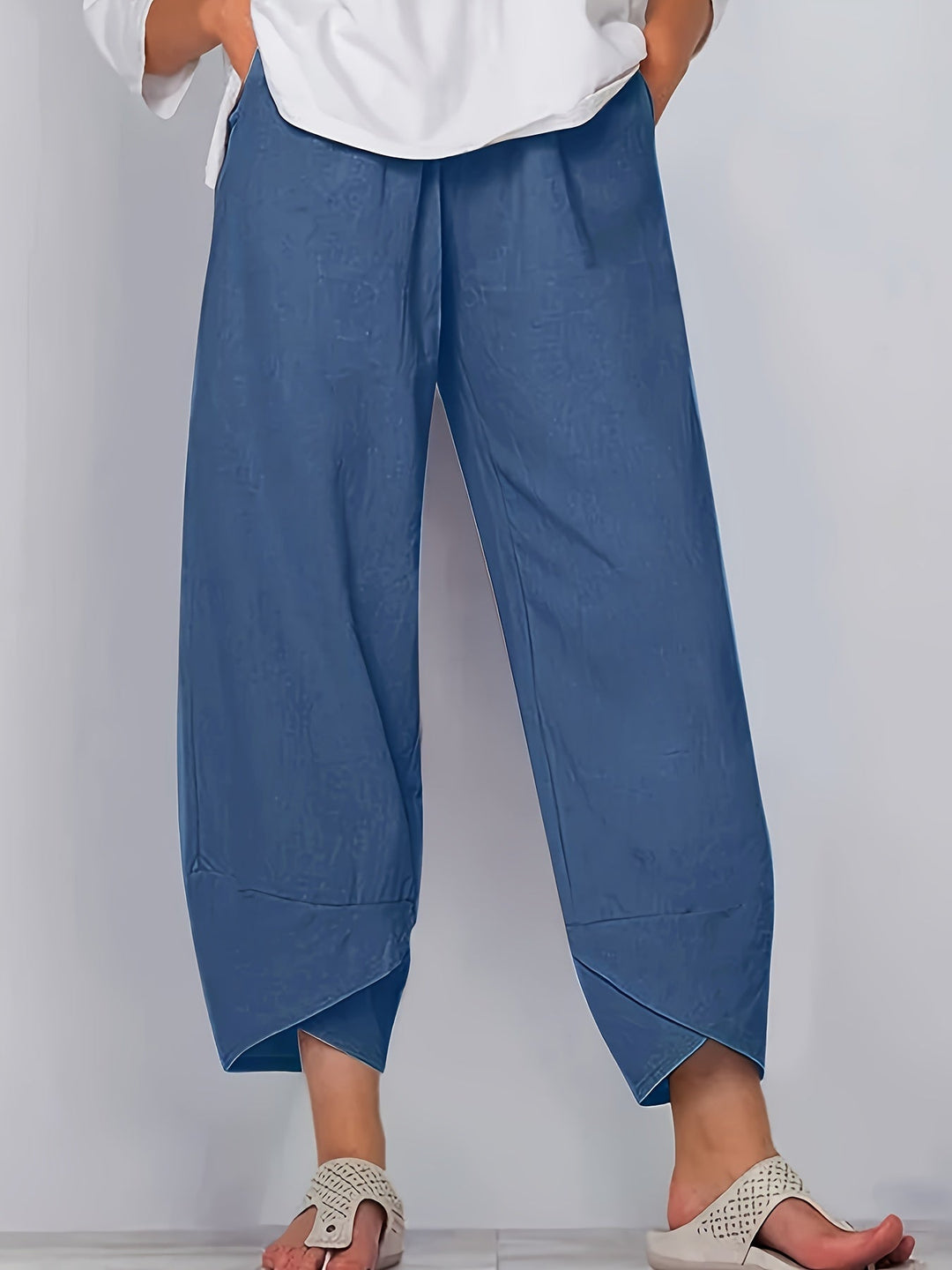 Anna - Asymmetric Hem Cropped Trousers