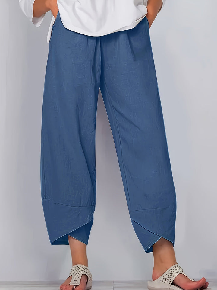 Anna - Asymmetric Hem Cropped Trousers