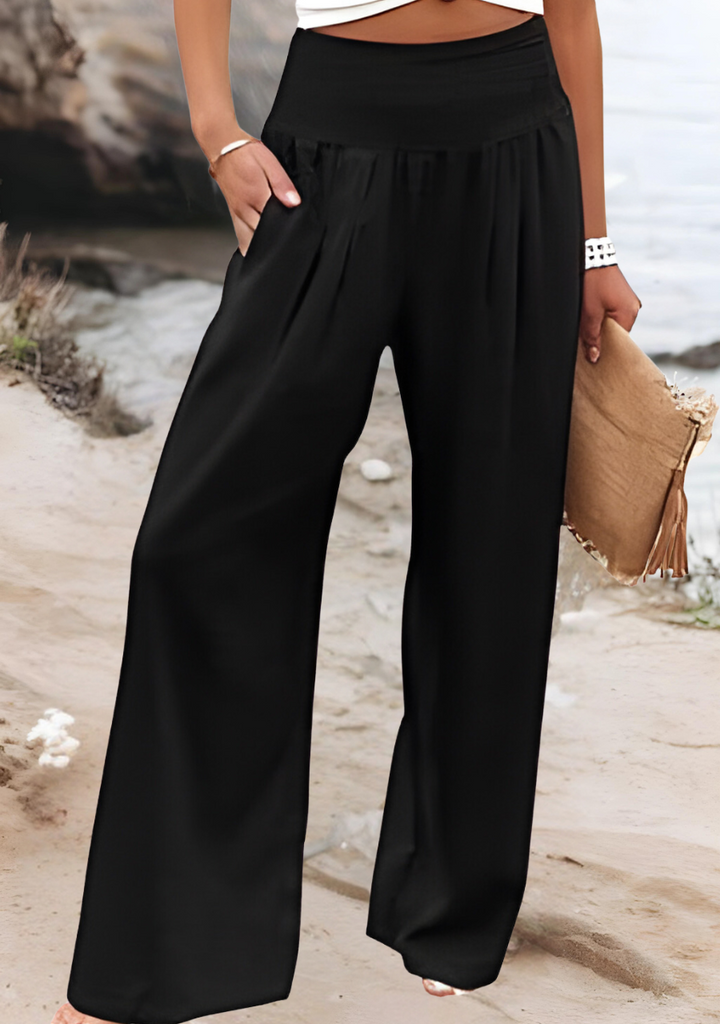 Evelyn - Smocked Waist Wide-Leg Trousers