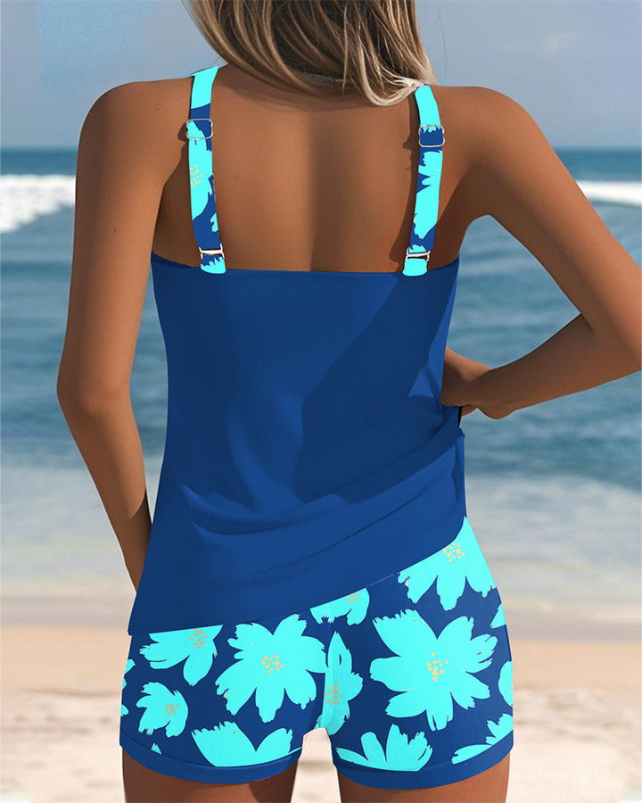 Margaret - U-Neck Sleeveless Printed Tankini