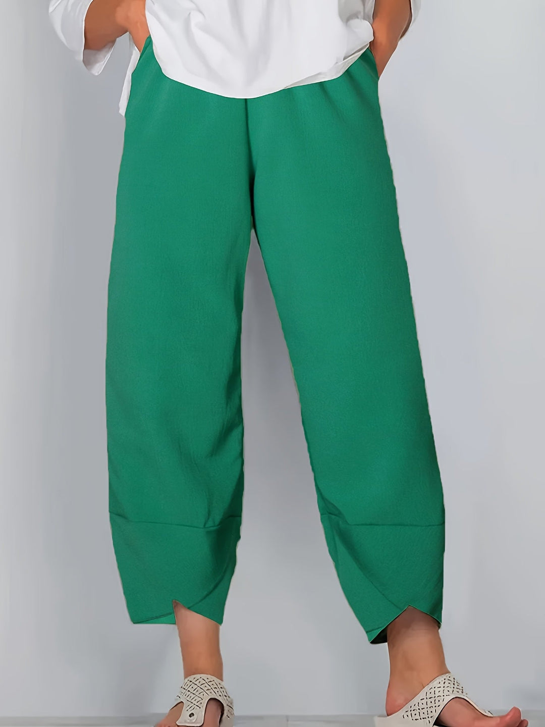 Anna - Asymmetric Hem Cropped Trousers
