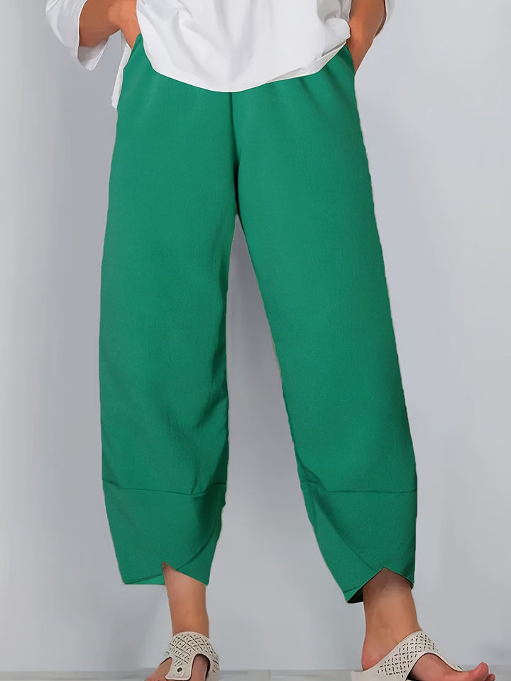 Anna - Asymmetric Hem Cropped Trousers