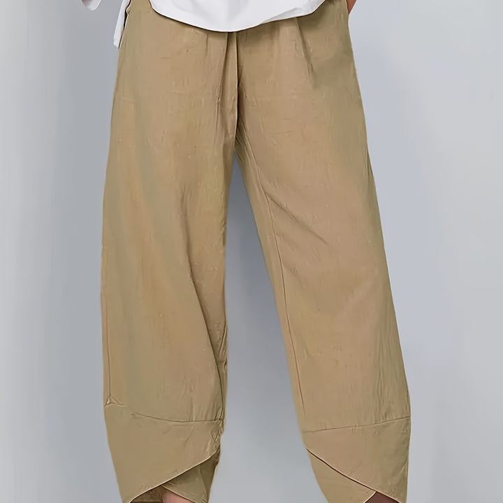 Anna - Asymmetric Hem Cropped Trousers
