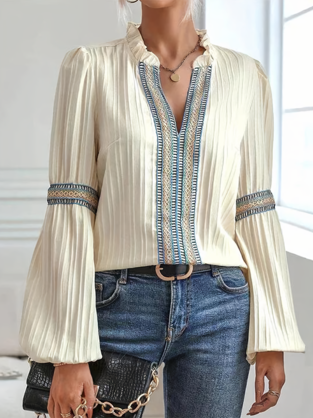 Renata - Stunning V-Neck Blouse