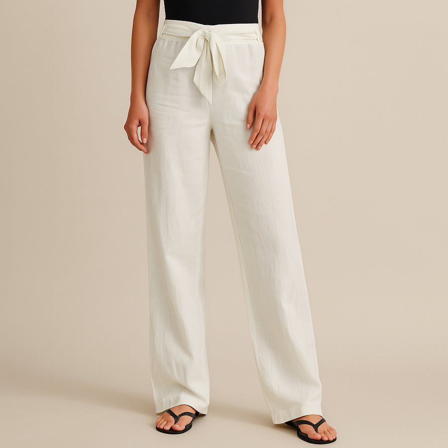 Stella - Elegant Tie Waist Linen Pants
