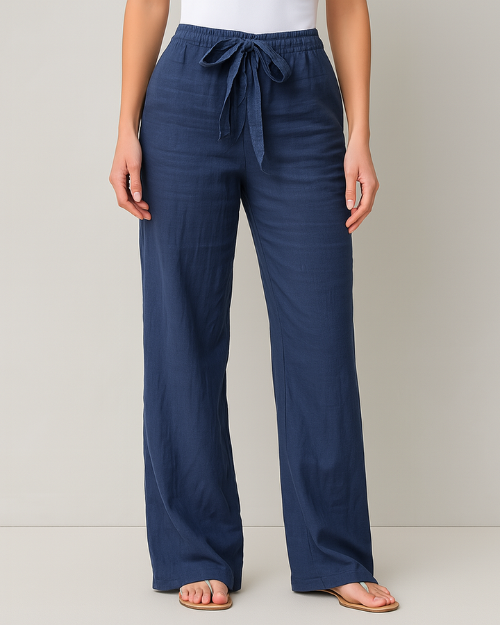 Stella - Elegant Tie Waist Linen Pants