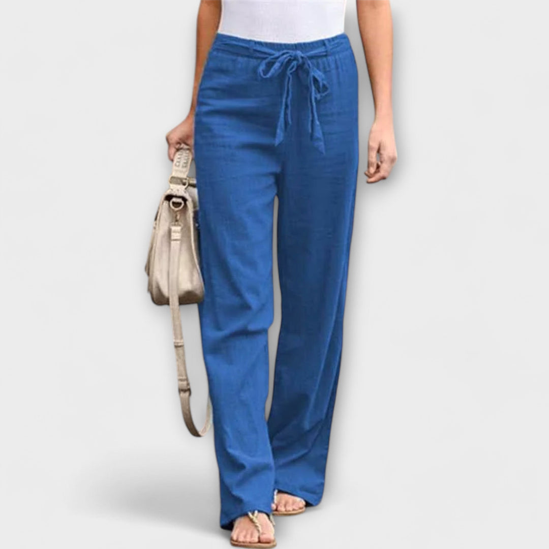 Hannah - Linen Tie-Waist Wide-Leg Trousers