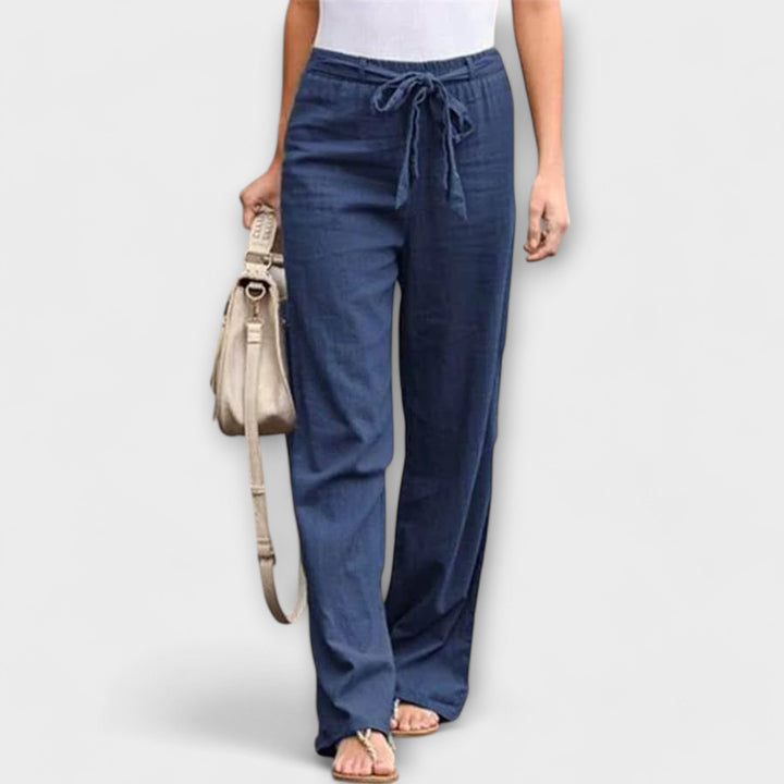 Hannah - Linen Tie-Waist Wide-Leg Trousers