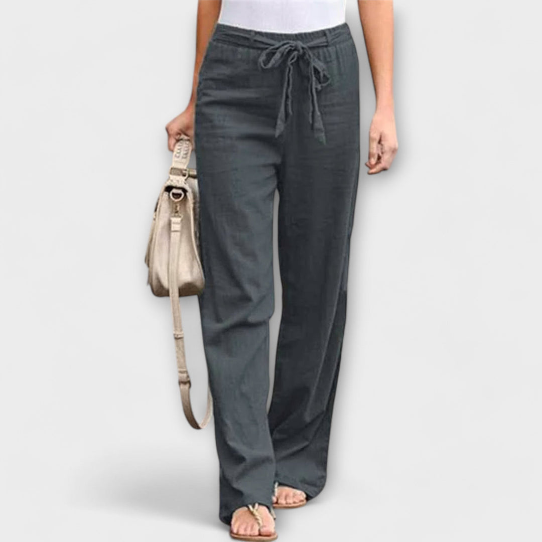Ivy - Tie-Waist Wide-Leg Trousers