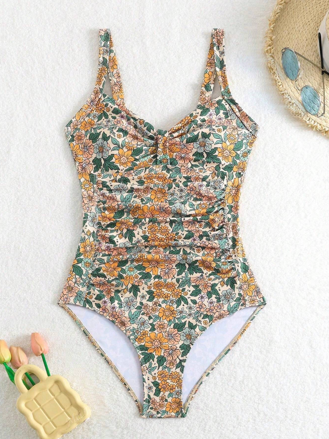 Denise - Floral Print Halter Neck Swimsuit