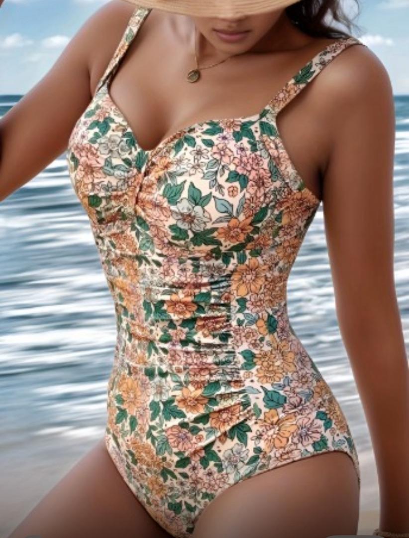 Denise - Floral Print Halter Neck Swimsuit