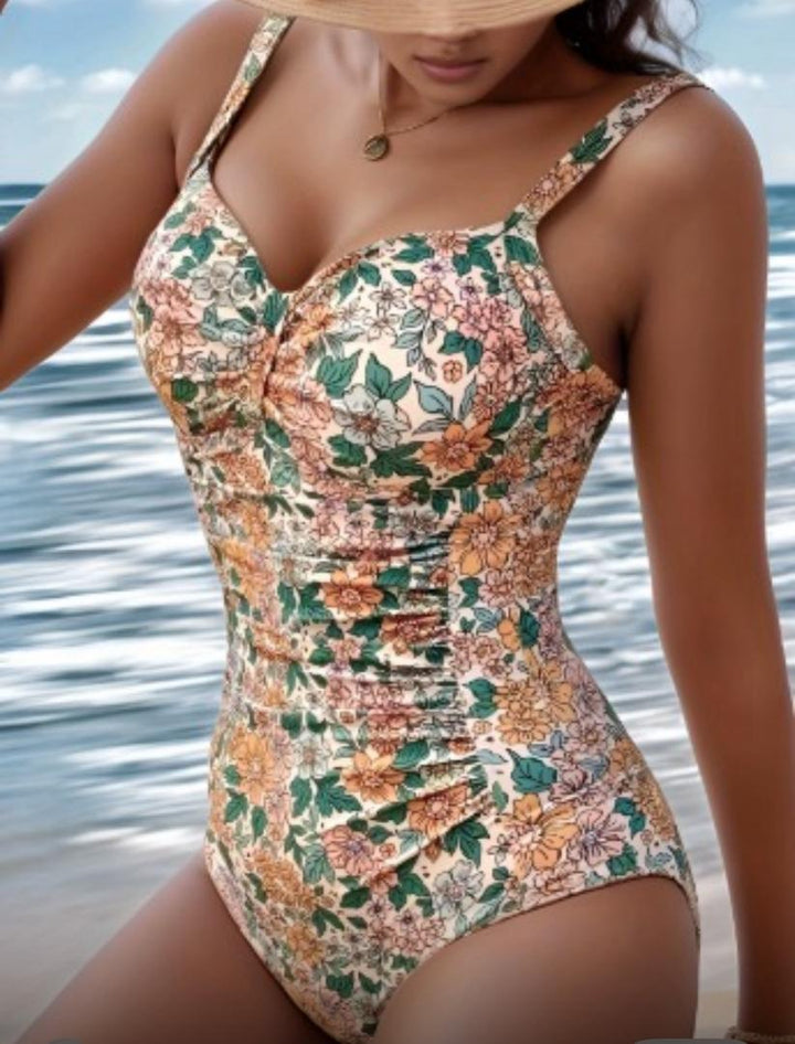 Denise - Floral Print Halter Neck Swimsuit