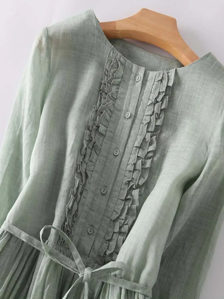 Catherine - Retro Round Neck Midi Dress