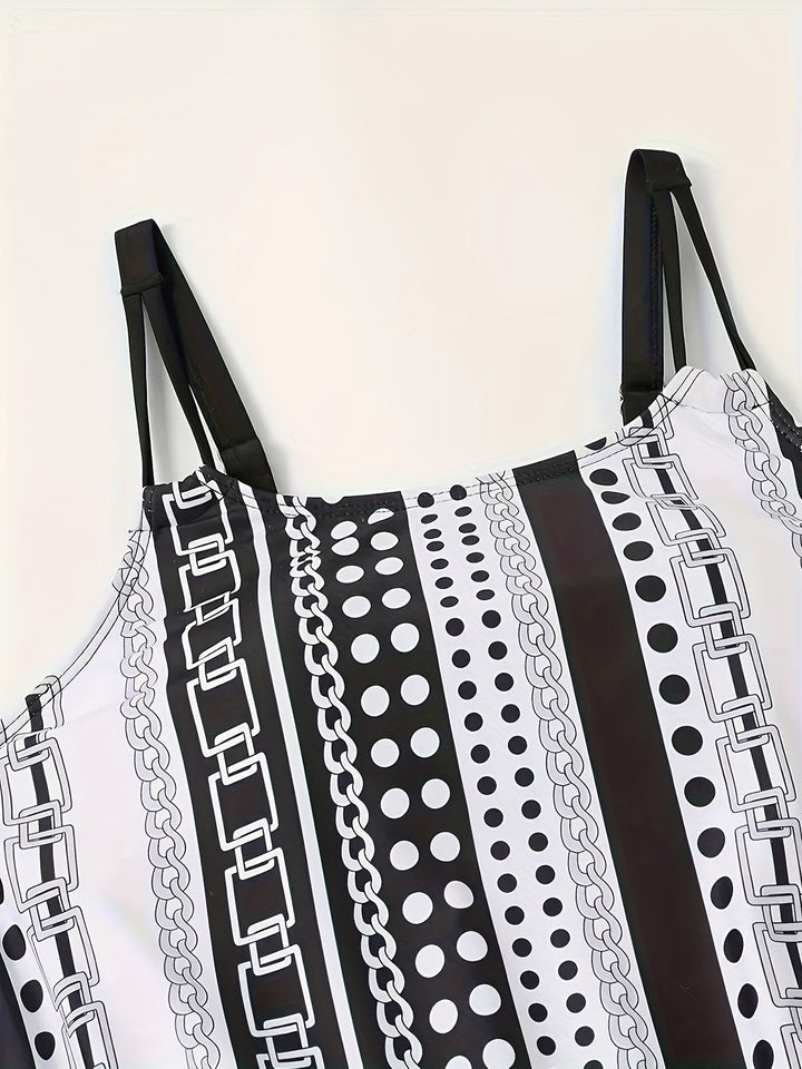 Janice – Striped Ruffle Tankini Set