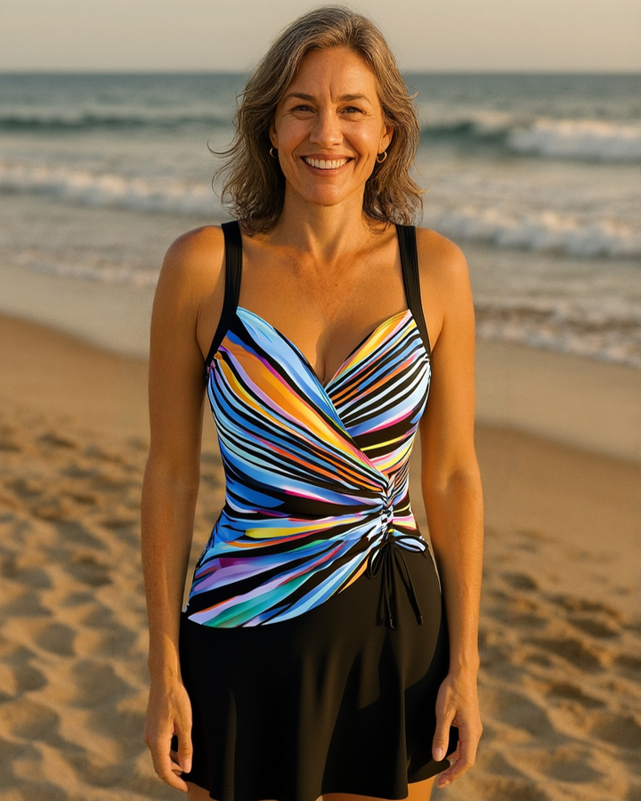 Lorraine – Stripe Swim Dress