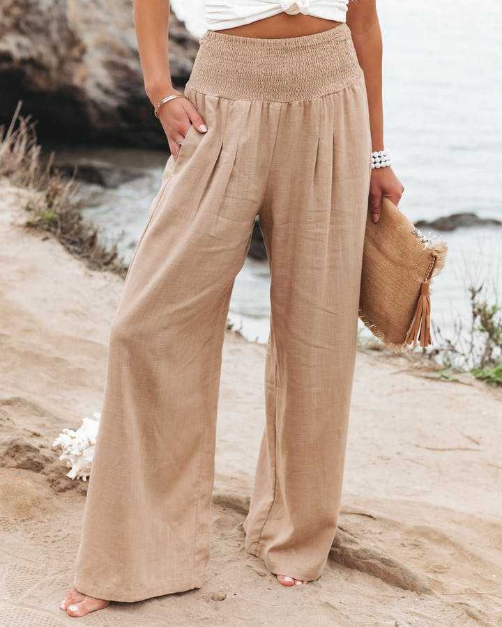 Evelyn - Smocked Waist Wide-Leg Trousers