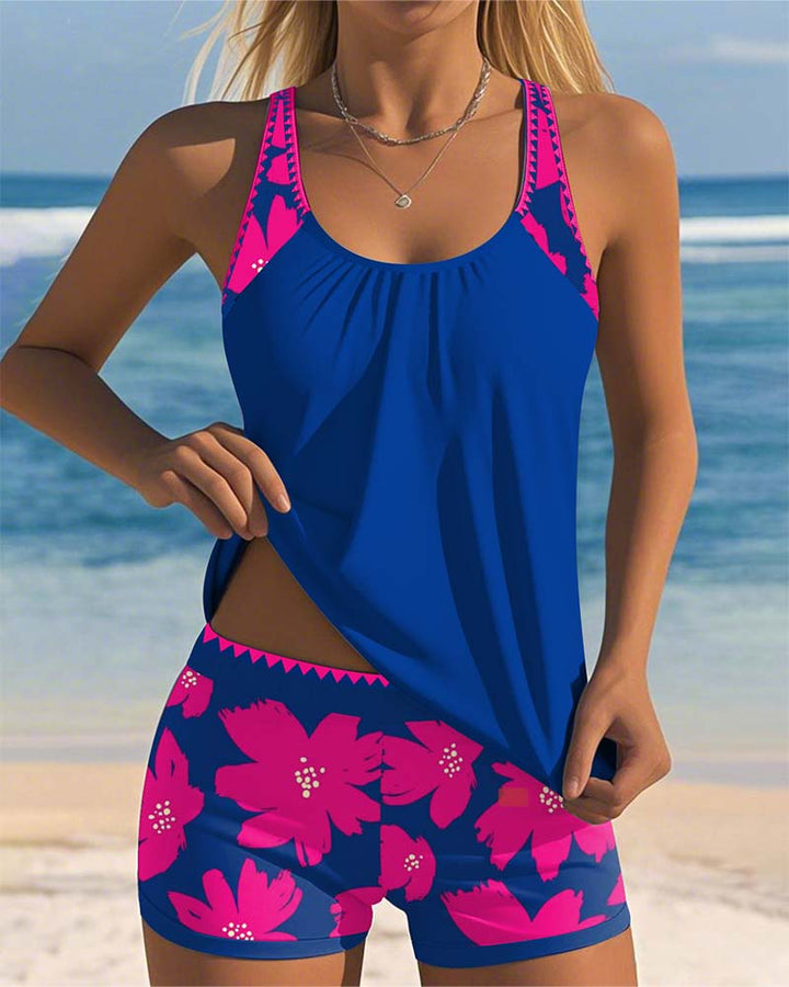 Margaret - U-Neck Sleeveless Printed Tankini