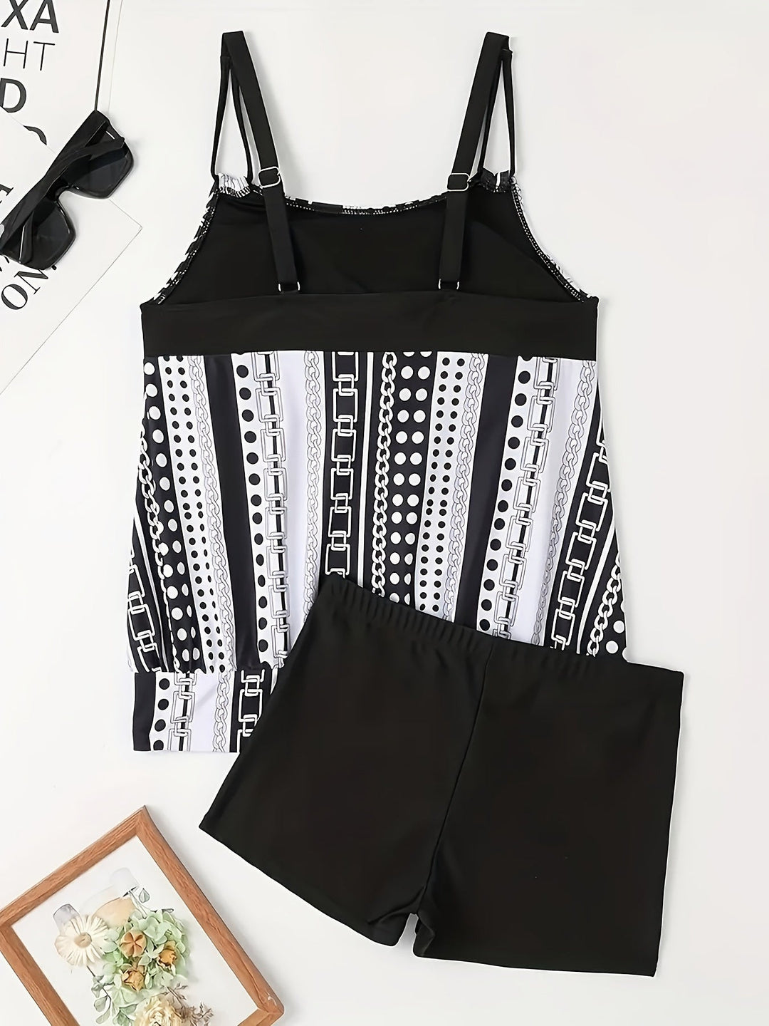 Janice – Striped Ruffle Tankini Set