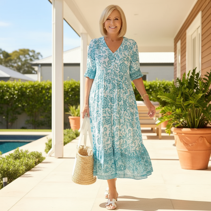 Selene - Elegant Floral Dress with V-Neck