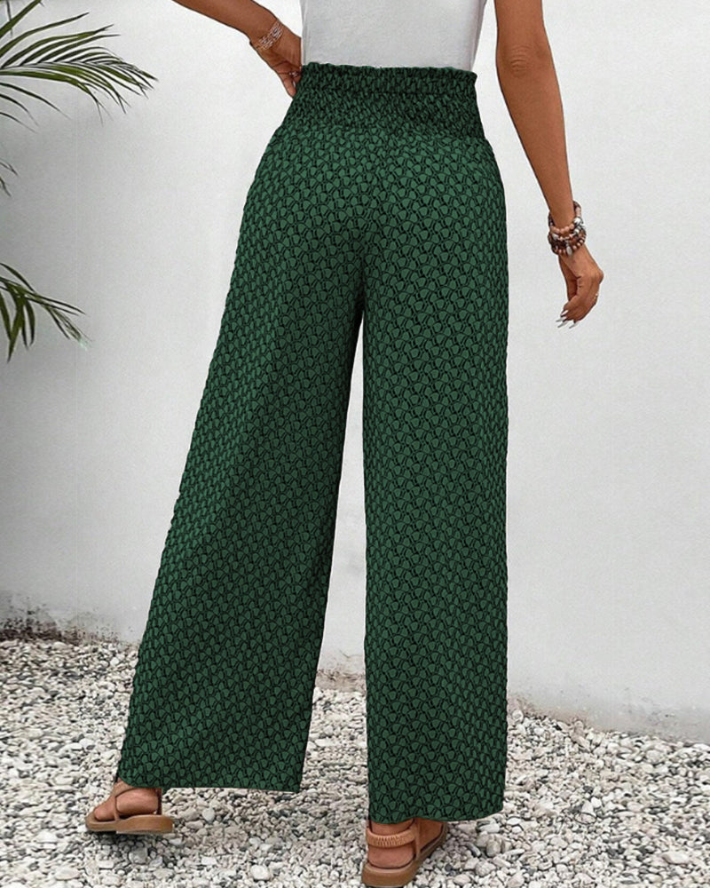 Julia - Printed Smocked Waist Trousers