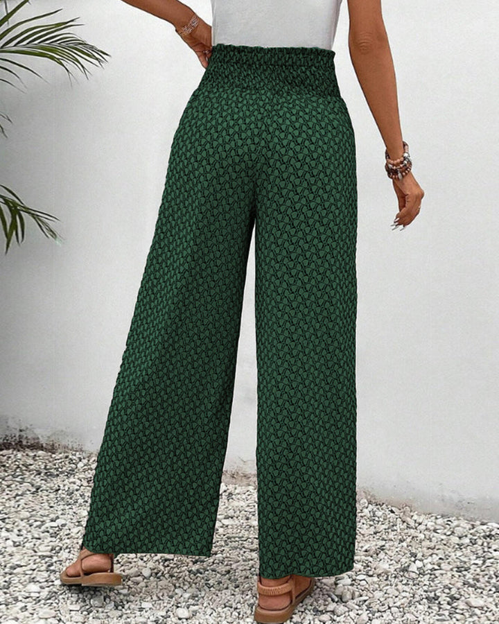 Julia - Printed Smocked Waist Trousers