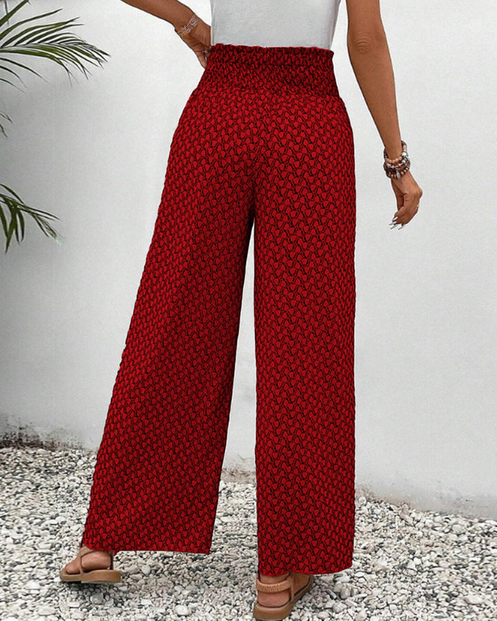 Julia - Printed Smocked Waist Trousers